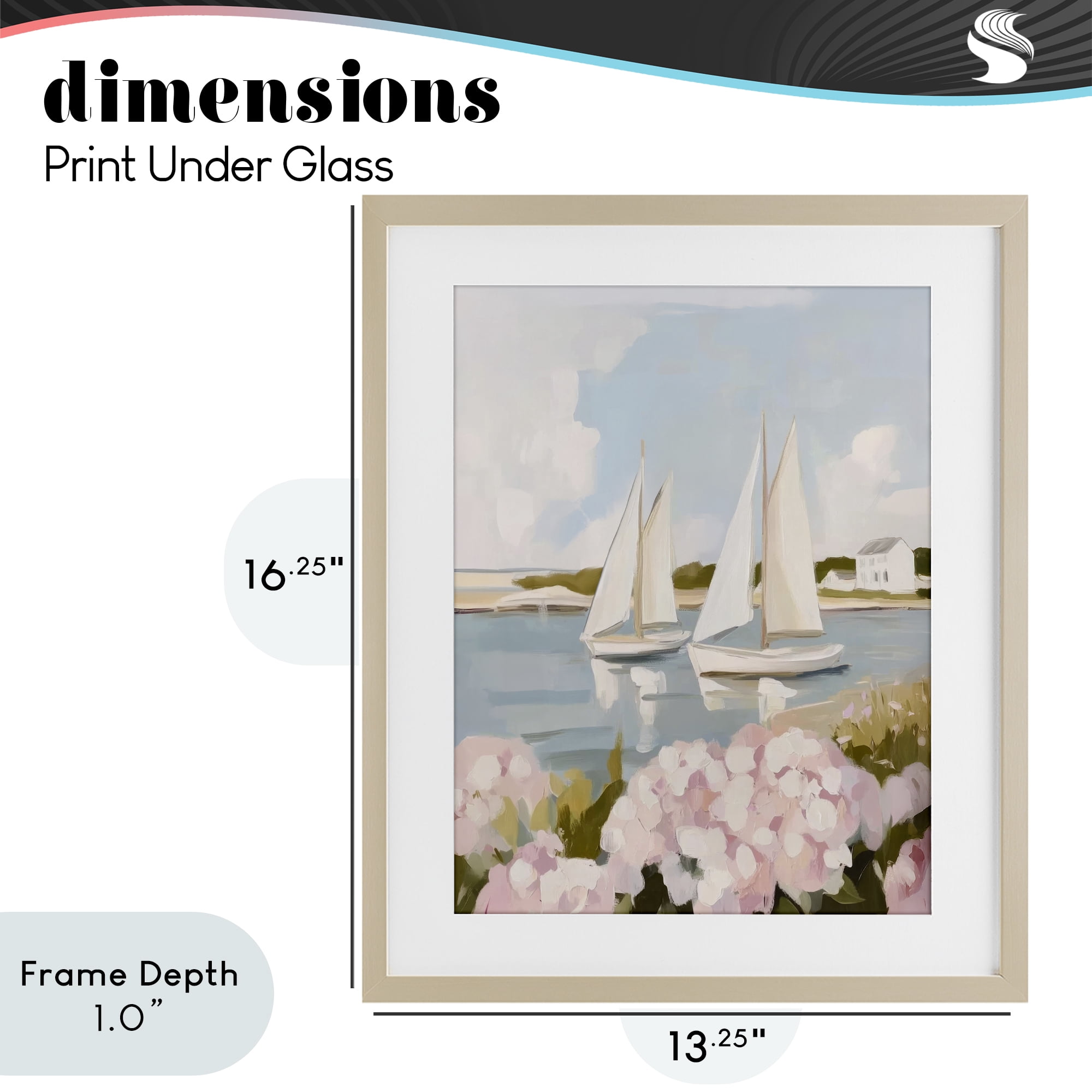 Stupell Industries Sailboat Duo with Pink Hydrangeas Birch Framed Print Under Glass, design by Sisi and Seb