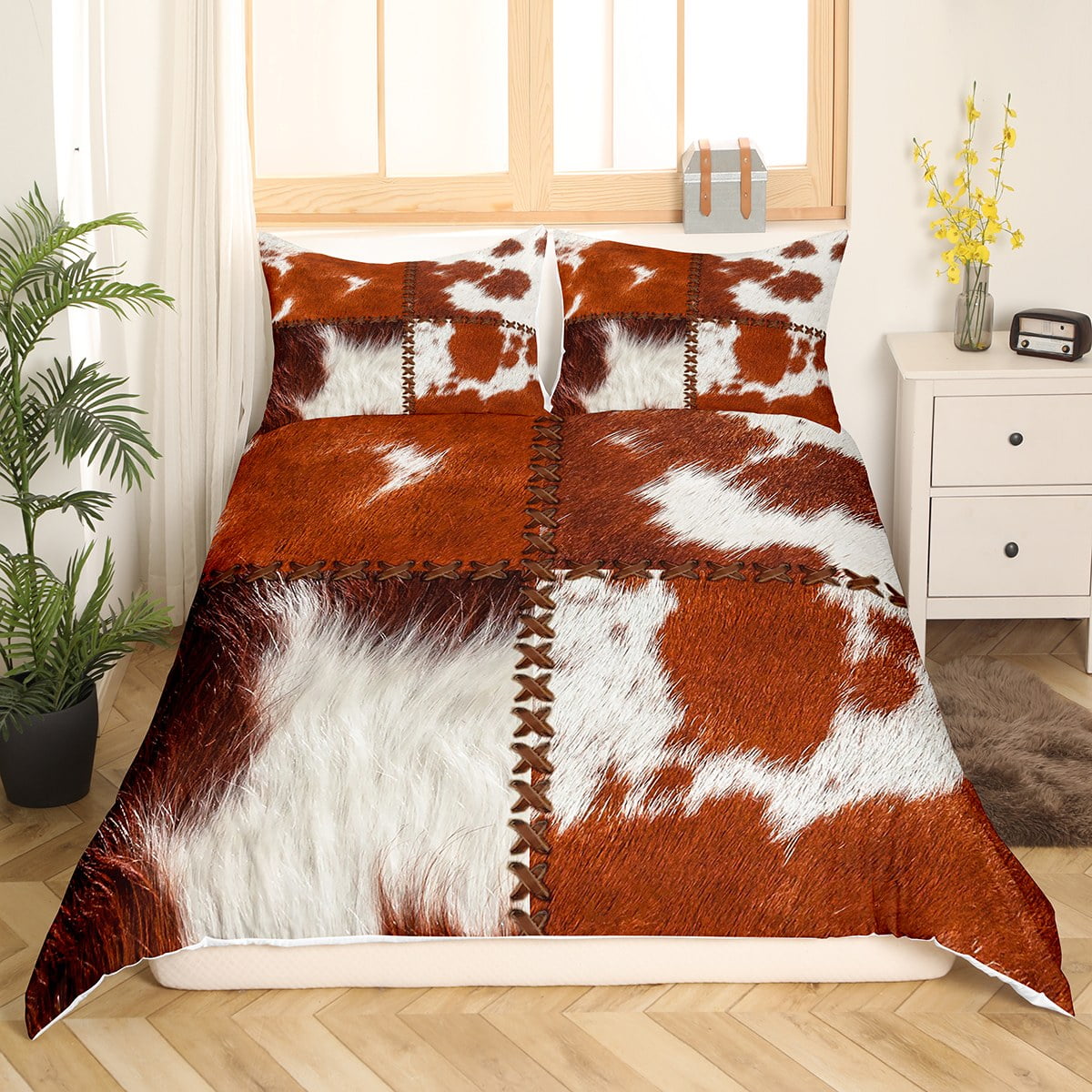 Rufous Cow Print Duvet Cover Twin Farm Animal Bedding Set for Boys