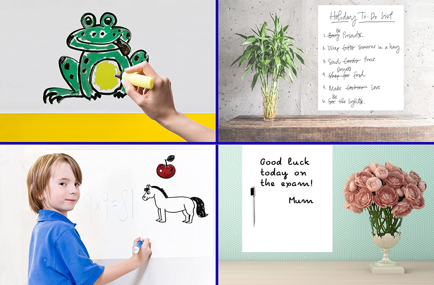 Dry Erase Board with Adhesive Back - White Board Dry Erase Vinyl Wall Decals-Stain Resistant & Portable Dry Erase White Board Magnetic Receptive,for Notes & Memos for Kitchen Home Office(2 ft x10ft)