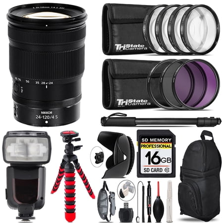 Nikon NIKKOR Z 24-120mm f/4 S Lens + Professional Flash & More - 128GB Accessory Kit
