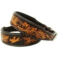 thumbnail image 3 of XSmall 9''- 13''  Heavy Duty Padded Leather Floral Tooled Dog Collar 60FK09, 3 of 5