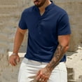 thumbnail image 7 of Mens Textured Henley Shirt Casual Lightweight Short Sleeve Summer Band Collar Button Tee Top Beach Hippie Shirts, 7 of 7
