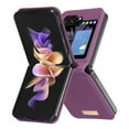 thumbnail image 2 of Slim Fit PU Leather Case for Samsung Galaxy Z Flip 5, Premium PU Leather Back [Wireless Charging Support] Shockproof Protective TPU Frame Case for Samsung Galaxy Z Flip 5 2023, Darkpurple, 2 of 5