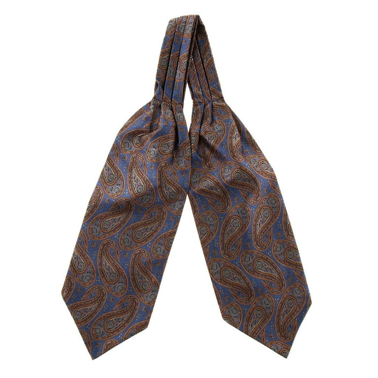 Vintage Paisley Jacquard Woven Cravat Ascot Tie Winter Suit