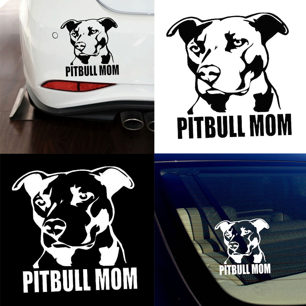 2PCS Pitbull Dog Vinyl Decal Car Window Door Bumper Laptop Wall  Decor Sticker 