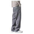 thumbnail image 1 of Men's Drawstring Elastic Waist Loose Straight Leg Corduroy Pants With Pockets, 1 of 4