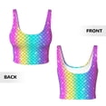thumbnail image 5 of Xecao Rainbow Scales2 for Sports Bra with Removable Pads, Crop Tank Top Design, Women's Longline Sports Bra - Non-Wired - Medium, 5 of 9