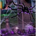 thumbnail image 3 of Halloween Spider Decoration Fake Giant Spider Light up Realistic Black Hairy Spider for Spooky Halloween Party Supplies Outdoor Indoor Yard, 3 of 10