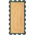 thumbnail image 2 of Indian Handmade Braided Natural Jute with Green Border Scalloped Area Rug 2 x 7 Feet (61 cm x 213 cm), Home Decor Rugs, 2 of 5