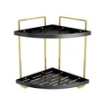 thumbnail image 3 of Organizador de baño de esquina, estante de maquillaje, tocador moderno, bandeja decorativa, mostrador de 2 niveles Oro negro, 3 of 9