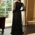 thumbnail image 5 of APEXFWDT Women's Deep V Neck Sequin Wedding Guest Dress with Slit Long Sleeve Bridesmaid Dresses Elegant A Line Maxi Evening Gown, 5 of 9