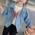 thumbnail image 6 of ATOGUTA Jean Jacket Girls Button Down Short Sleeve Collared Denim Jacket Outerwear Size 1T-12, Blue, 6 of 6