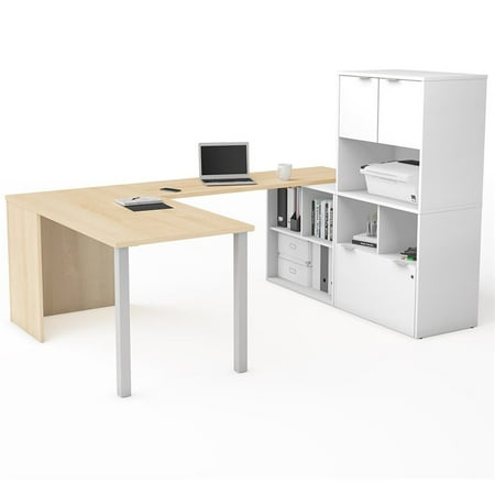 Premium Plus Hutch - Bestar i3 Plus U-Desk with Hutch
