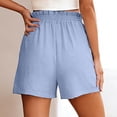thumbnail image 4 of Linen Shorts for Women Summer Casual Lightweight Elastic High Waist Wide Leg Loose Beach Shorts with Pockets, 4 of 6