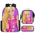 thumbnail image 1 of Barbie Princess Backpack Three-Piece Pink Barbie Girl Backpack Large Capacity Student Backpack, 1 of 2
