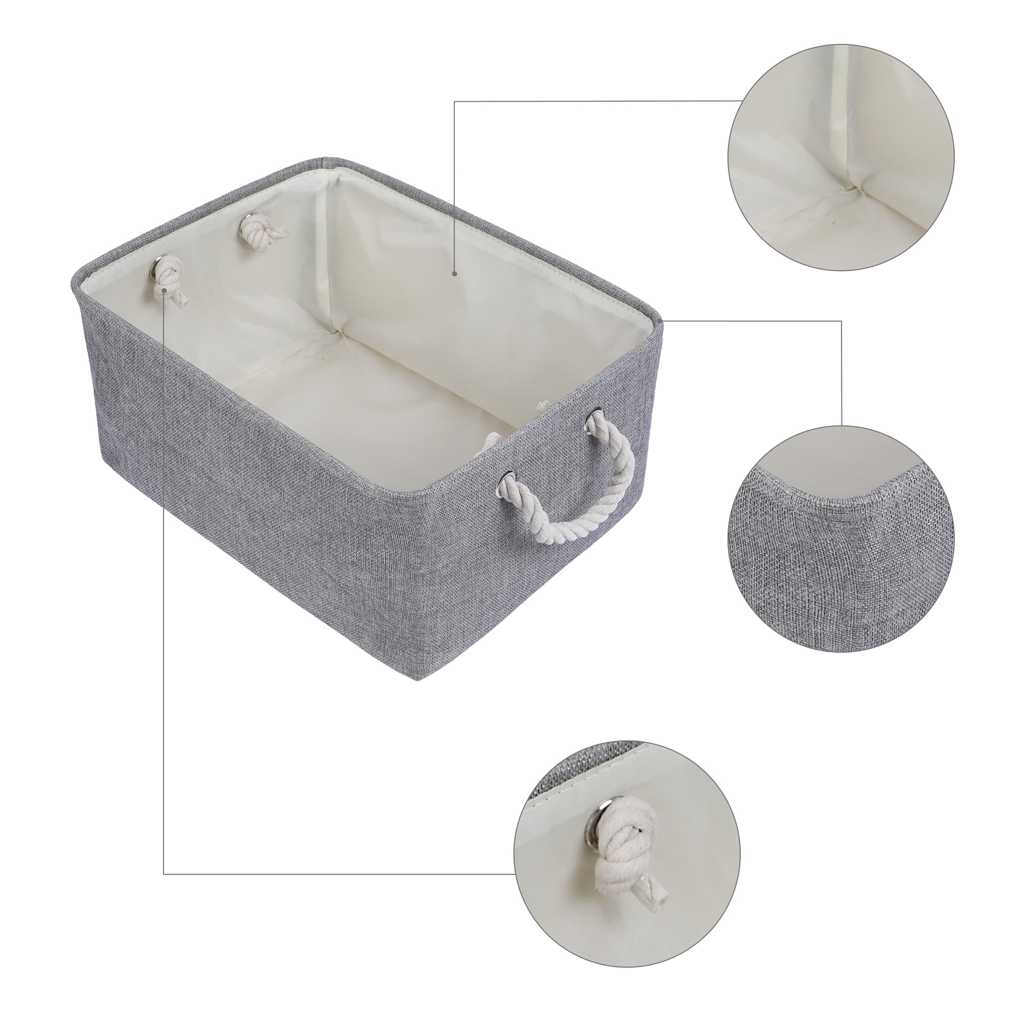Unique Bargains Storage Bin with Handles for Closet Organizers Gray 16.1"x12.2"x7.9"