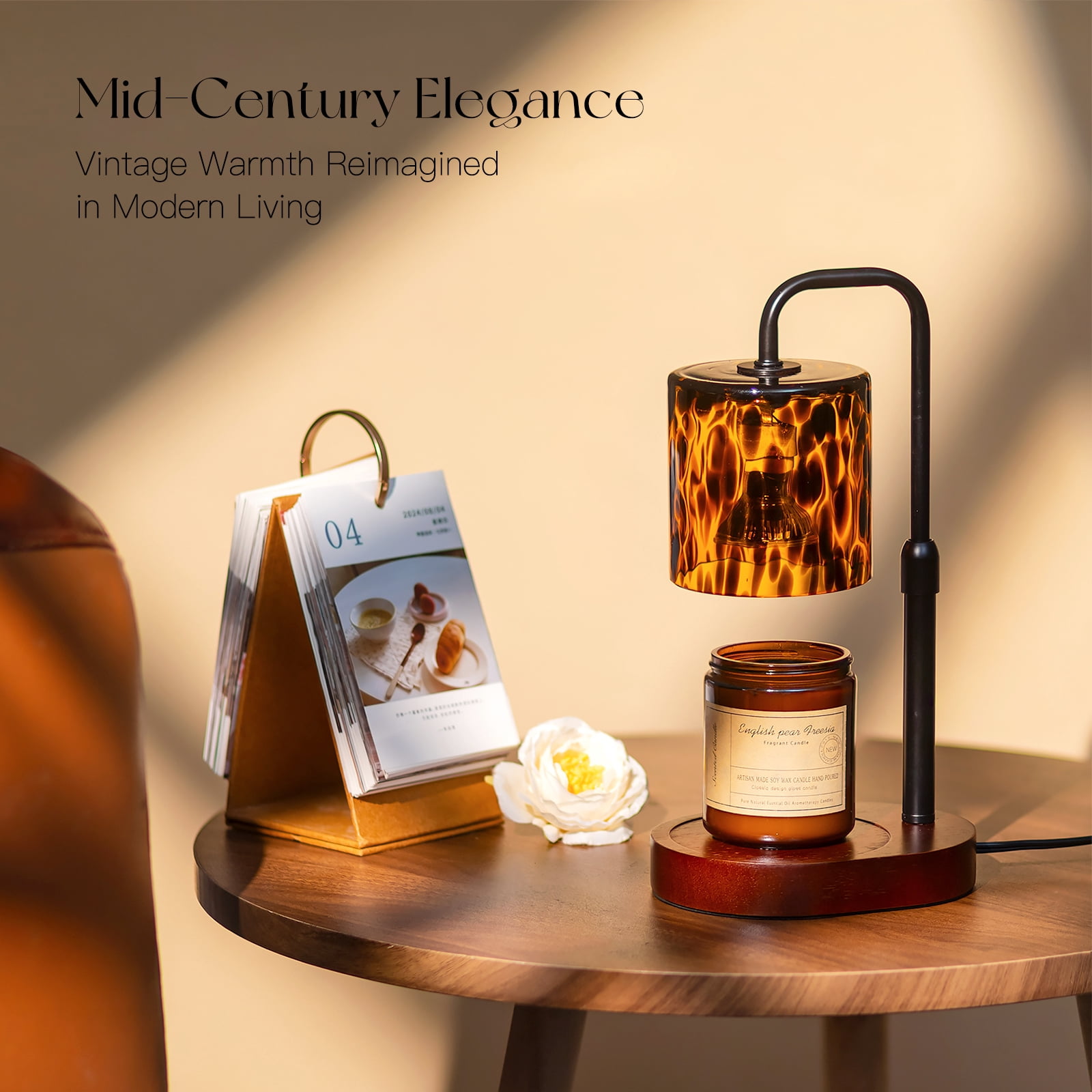 Sziqiqi Adjustable Candle Warmer Lamp with Timer: Vintage Leopard Lamp with 2 Bulbs Dimmer Tortoise Shell Design Flameless for Safe Home Fragrance Christmas Home Decor Ideal Gift for Women