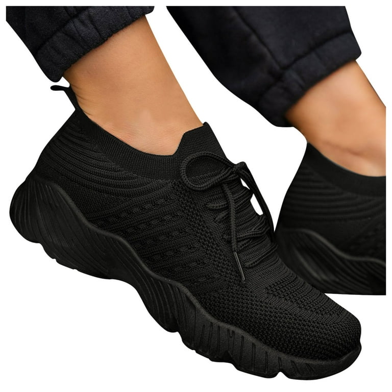 KaLI_store Slip On Shoes Women Womens Walking Shoes - Memory Foam Lightweight  Tennis Sports Shoes Gym Jogging Slip On Running Sneakers Black,8.5 