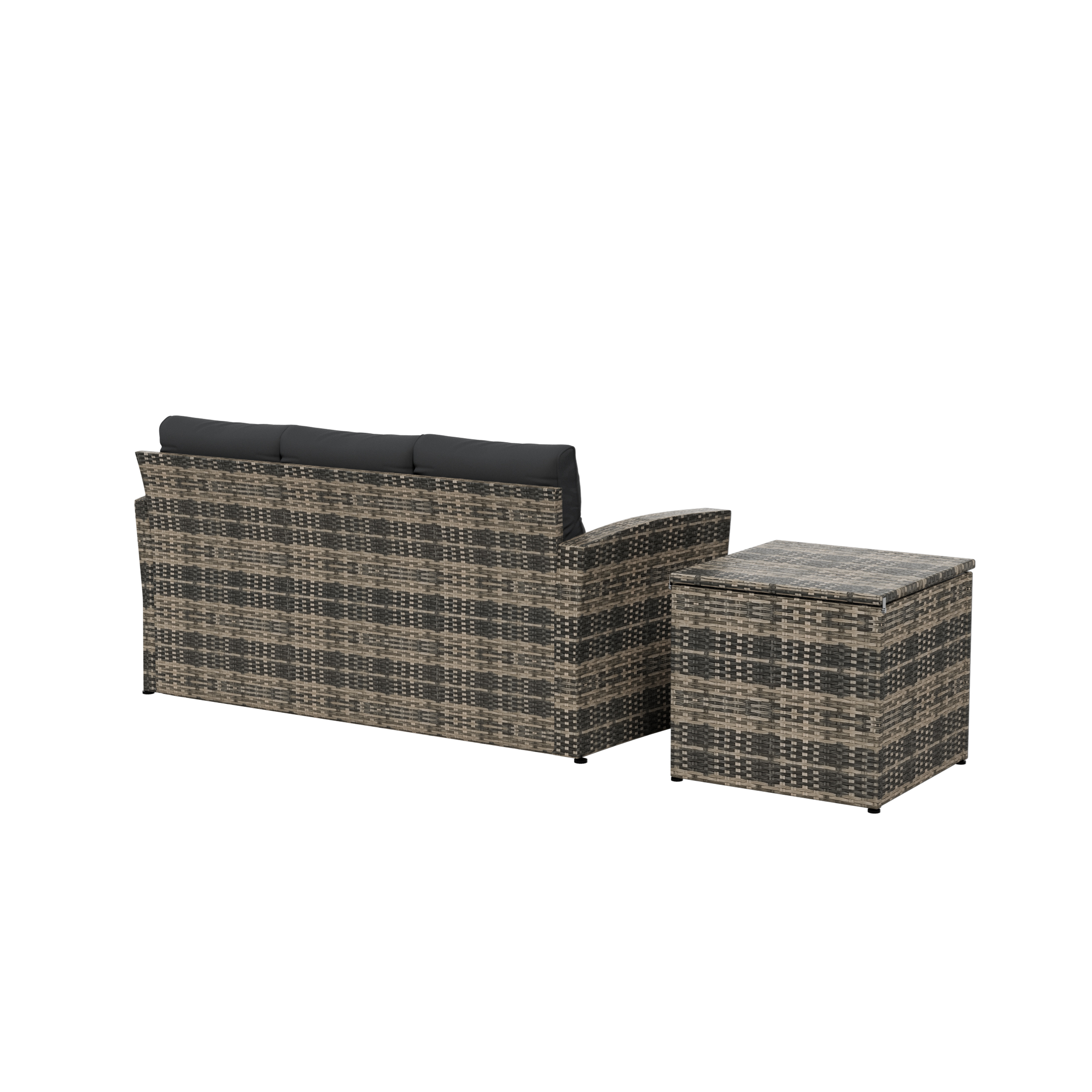 Westin Outdoor 2-Pieces Patio Sofa with Side Table Included Conversation Set PE Rattan Wicker Furniture, Brown/Gray