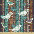 thumbnail image 2 of Birds Upholstery Fabric by the Yard, Funny Winged Animals Pattern on Vertical Striped Geometric Branches, Decorative Fabric for DIY and Home Accents, Plum Turquoise and Salmon by Ambesonne, 2 of 5