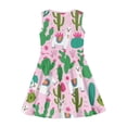 thumbnail image 4 of Renewold Skin Friendly Sleeveless Sundress Tank Dress Alpaca Cactus Basic Skater Dress for Kids Spring Summer Going Out Tour Playwear Teens Girl Casual Dress Size 7-8, 4 of 6