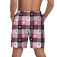 thumbnail image 4 of Uemuo Heart Plaid Pattern Mens Swim Trunks Quick Dry Board Shorts with Mesh Lining, Stretch Beach Shorts Quick Dry No-Chafing Board Shorts-Small, 4 of 9