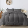thumbnail image 2 of 1 Piece Luxurious Straight Line Pattern Comforter All Season 800 Threads Count King/Cal King Size - Ultra Soft 550 GSM 100% Egyptian Cotton (Solid Dark Grey Colour ), 2 of 6