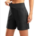 thumbnail image 2 of Landzoo Shorts For Women Solid Color Elastic Waist With Pockets Summer Comfortable Women Shorts Size L Black, 2 of 8