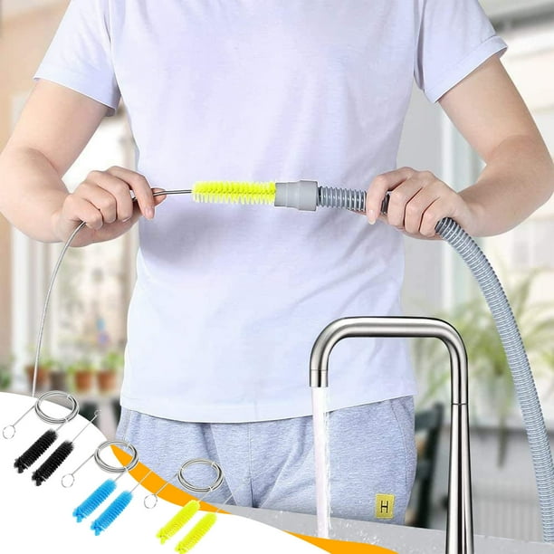 Cepillo de limpieza de tubos flexible | Limpiador de mangueras de drenaje de acero inoxidable de 78.74 pulgadas de largo | Cepillo flexible de cerdas de doble punta para tubos de agua para acuarios