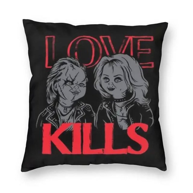 Funda de cojín de la novia de Chucky, 40x40cm, funda de almohada de juego para niños de Halloween, almohadas modernas de terciopelo, decoración para salón, decoración del hogar