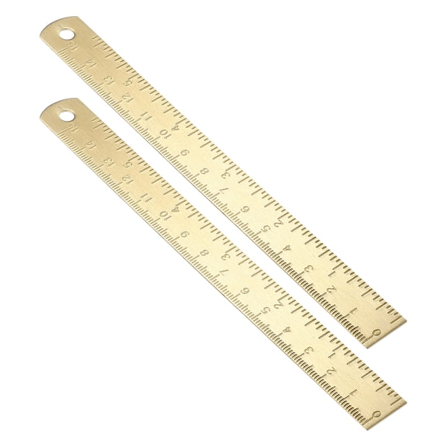 Miangastore 2pcs Antique Brass Ruler With Dual Scale Engraving For Drafting Measuring Brass Bookmark For Students And Professionals Golden