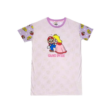 

MJC Women s Super Mario Game Over Mario and Princess Peach Nightshirt (2X)