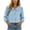 Light Blue, variant on Womens Peter Pan Collar Blouse Ruffle Trim Half Placket Bishop Sleeve Long Sleeve Relaxed Fit Casual Top