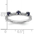 thumbnail image 5 of Solid Sterling Silver Stackable Expressions Created Sapphire Three Stone Ring - Ring Size 5.0, 5 of 8