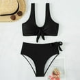 thumbnail image 5 of MIXUE Swim Suits for Women Solid Color High Waisted Bikini Sets for Women Block Two Piece Drawstring Swimwears Beachwear,Black,L, 5 of 7