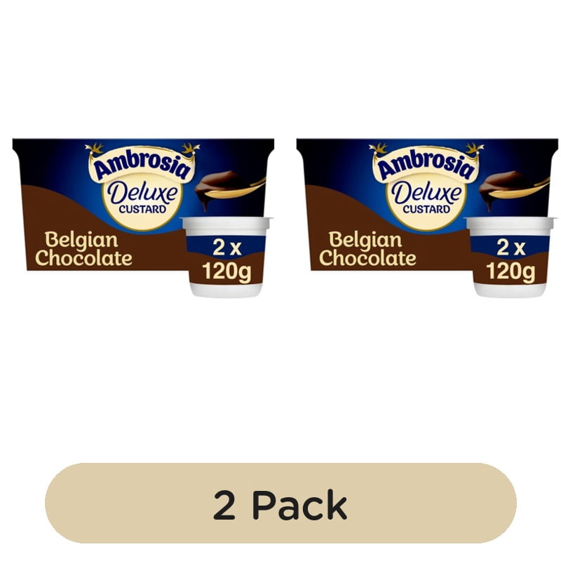 Ambrosia Deluxe Custard Belgian Chocolate Dessert Snack Pots 2 x 120g, British Import (Pack of 2)