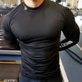 thumbnail image 3 of [KER] Camiseta De Compresión Para Hombres Letras Medio Cuello Alto Color Sólido Secado Rápido Absorción De Sudor Gimnasio Tee Top Para Correr Entrenamiento Fitness, 3 of 4