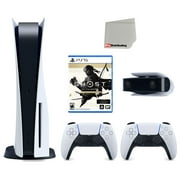 Sony Playstation 5 Disc Version Console with Extra White Controller, 1080p HD Camera and Ghost of Tsushima Director's Cut Bundle with Cleaning Cloth