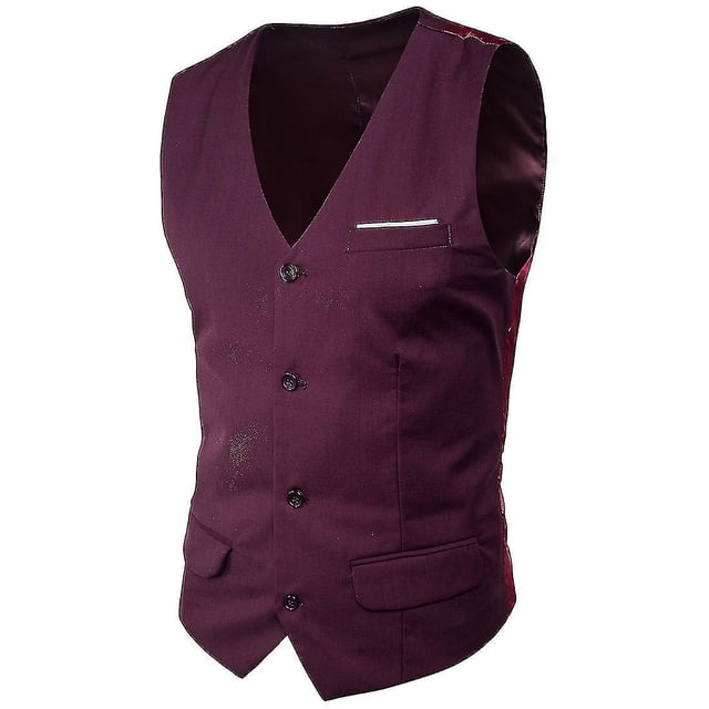 Chaleco de traje de color liso para hombre de talla grande Chaleco de negocios con un solo pecho