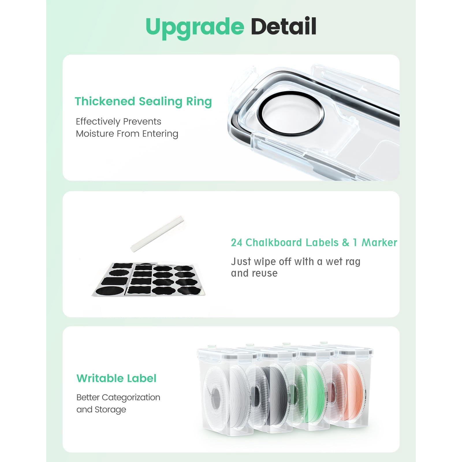 Aokeyee Filament Storage Box 4 Pack Filaments Container for 3D Printing Filament Sealing and Protection with Label Water-Proof and Dust-Proof 4.0L