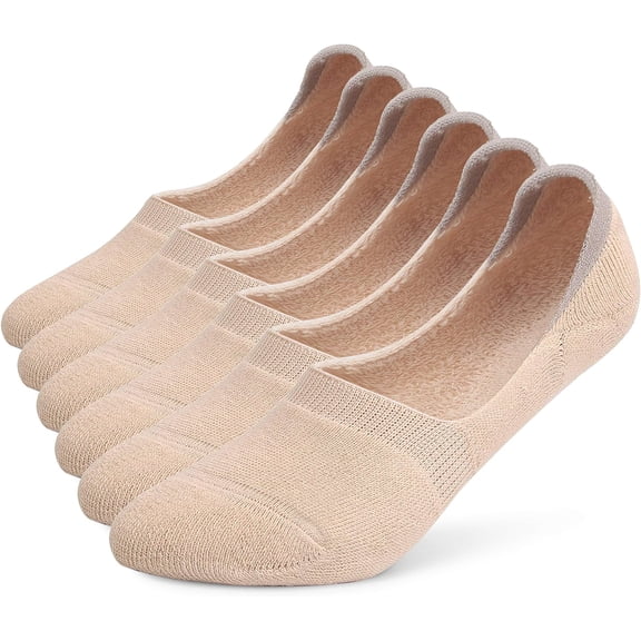 6 Pairs Unisex Thick Cushion Athletic Cotton Non Slip Low Cut Flat Liner No Show Socks