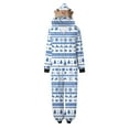 thumbnail image 5 of Odeerbi Christmas Onesie Pajamas for Family Holiday Sleep Jumpsuit Long Sleeve Family Christmas Pajamas Matching Sets Mom Fashion Lattice Print Plush Jumpsuit Sleepwear PJs Set Light Blue, 5 of 6