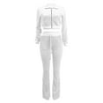 thumbnail image 5 of Diufon Spring Velour Set for Women Lapel Long Sleeve Zipper Cropped Outwear with Flared Pant Dressy Suits (Medium, White), 5 of 5