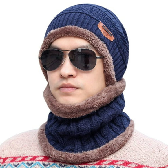 Men And Women Windproof Scarf Winter Hat Wool Beanie Hat Hooded Scarf Earflap Knit Cap Warm Windproof Masks