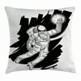 thumbnail image 1 of Astronaut Throw Pillow Cushion Cover, Sketch of Spaceman Grabbing a Star Achivement Discovery Zero Gravity Technology, Decorative Square Accent Pillow Case, 18 X 18 Inches, Black White, by Ambesonne, 1 of 2