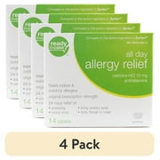 (4 pack) Ready In Case Original Prescription Strength All-Day Allergy Relief Cetirizine 10mg Tablets, 14 Ct