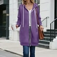 thumbnail image 2 of UngA Long Hoodies for Women Zip Up Fashion Sweatshirts Comfortable Long Fleece Sweatshirt with Pockets Women's Hoodies (Purple,M), 2 of 7
