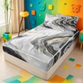thumbnail image 2 of meiyoeat Modern Marble Art Zipper Twin Comforter Sets with Fitted Sheet and 2 Pillowcases For Women Men,Abstract Swirl Design Zipper Bedding Set For Adults,Black Reversible,4-Piece, 2 of 7