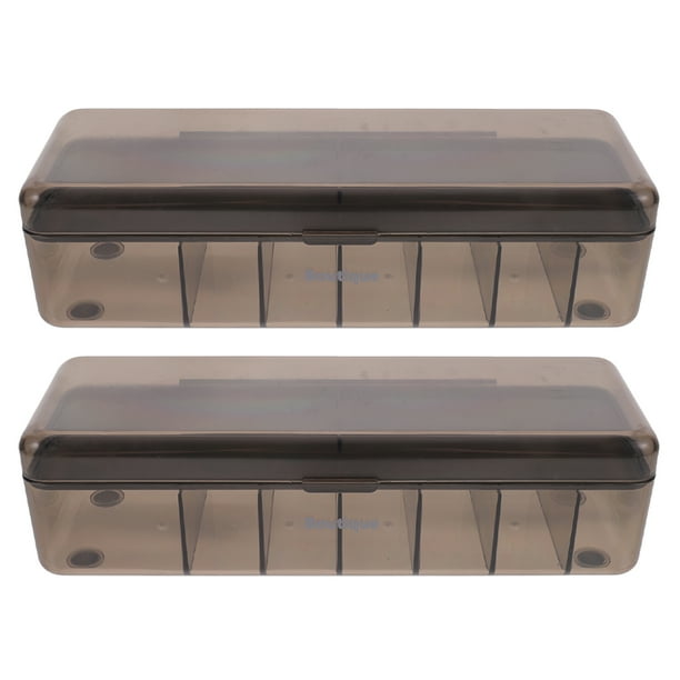 Caja de plástico para guardar cables, 2 unidades, con tapa, organizador para cargadores de teléfono y accesorios electrónicos.