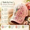 thumbnail image 5 of Vintage 3D Floral Birdd Baseball Cap, Soft Washed Cotton Curved Brim Sun Hat, Butterfly Dragonfly Bee Cardinal Robin Flower Embroidery Casual Outdoor Sports Hat for Women, Bee, 5 of 9